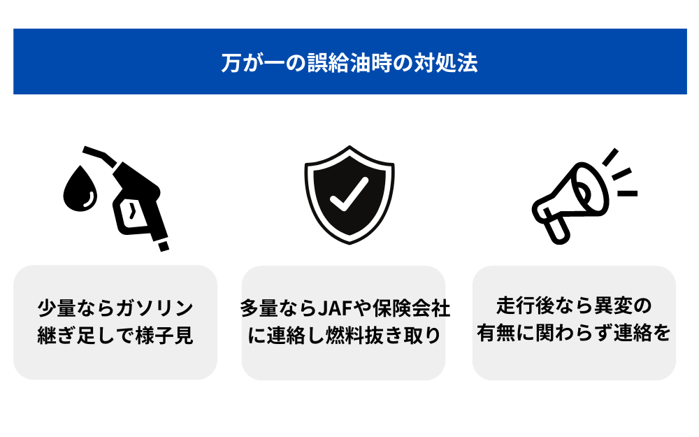 万が一の誤給油時の対処法3つ