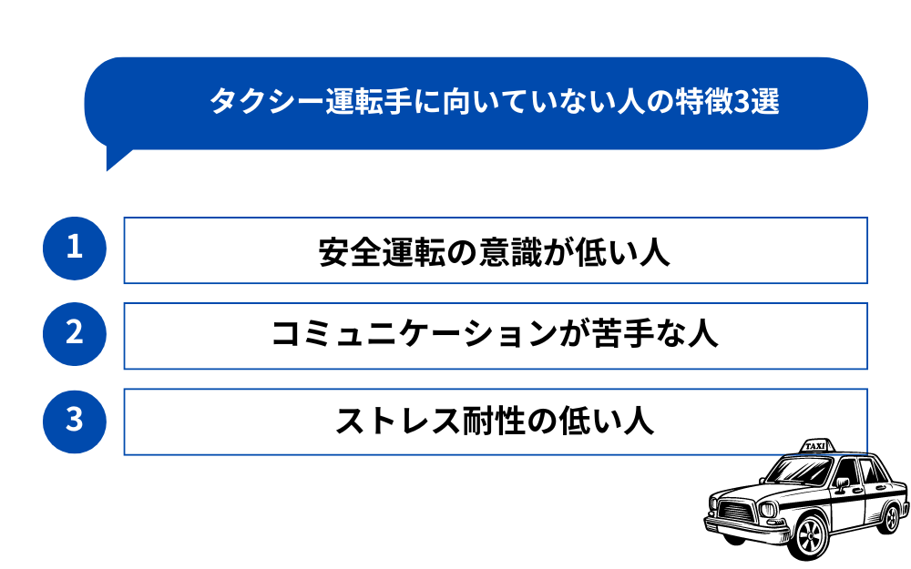 タクシー運転手に向いていない人の特徴3選