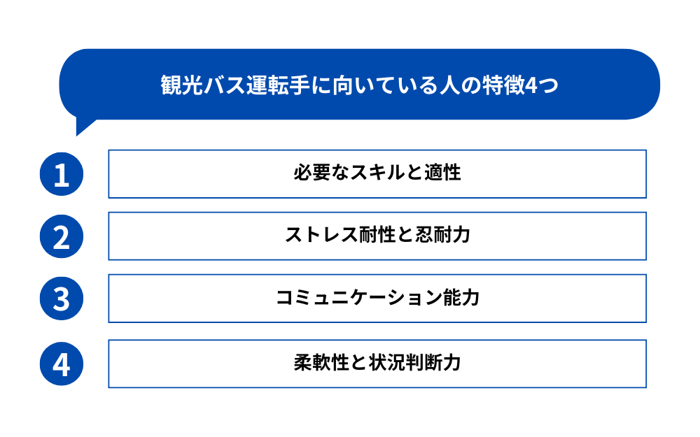 観光バス運転手に向いている人の特徴4つ